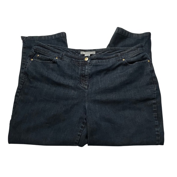 Ellen Tracy Denim - Ellen Tracy Jeans Women 18 Blue Dark Wash Straight Leg Mid Rise Denim Pants